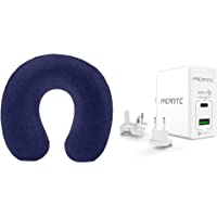 Amazon Basics Almohada Cuello de Espuma viscoelástica- Azul Marino + ARCANITE Cargador USB de Pared USB C PD 3.0 - QC4…